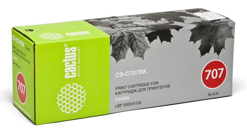 Картридж CACTUS CS-C707BK для принтеров CANON  LBP-5000, черный