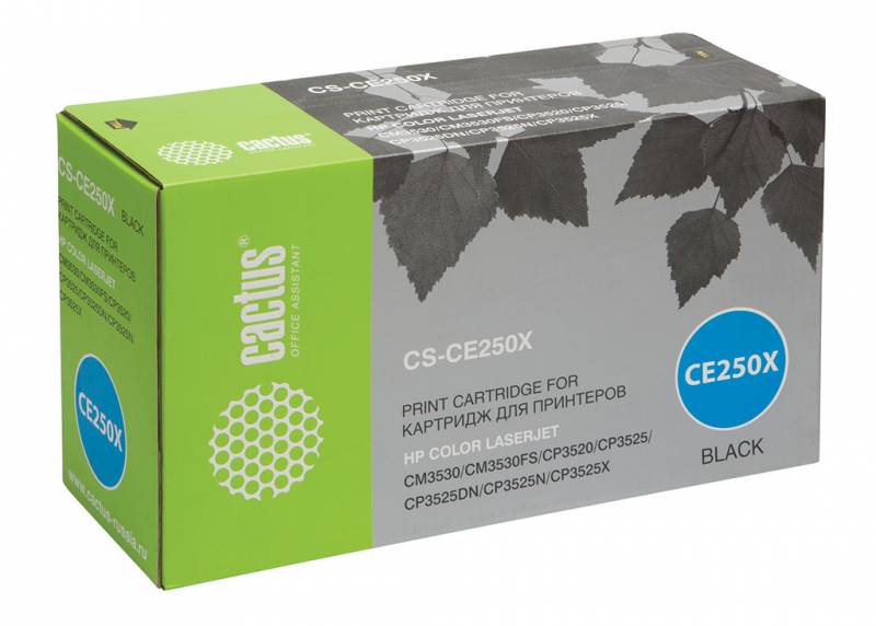 Картридж CACTUS CS-CE250X для принтеров HP CLJ CP3525/CM3530 ,черный, 10500стр