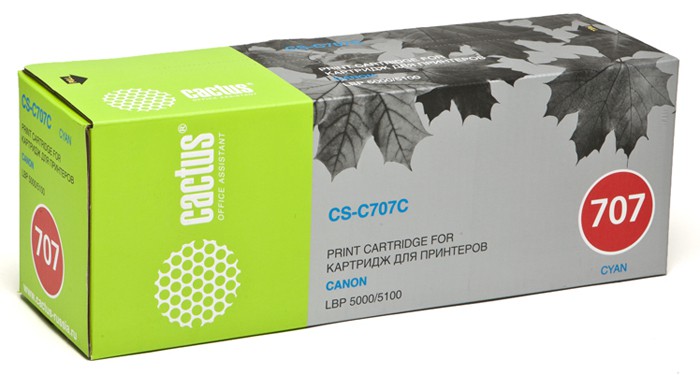 Картридж CACTUS CS-C707C для принтеров CANON  LBP-5000, голубой